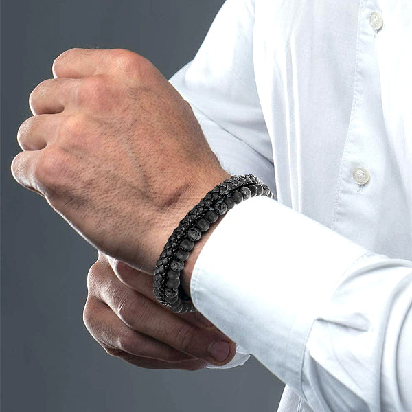 Histone Natural Agate Stone Leather Beaded Bracelet(Limited time discount 🔥 last day)