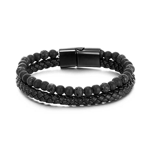 Histone Natural Agate Stone Leather Beaded Bracelet(Limited time discount 🔥 last day)