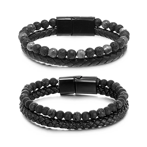 Histone Natural Agate Stone Leather Beaded Bracelet(Limited time discount 🔥 last day)
